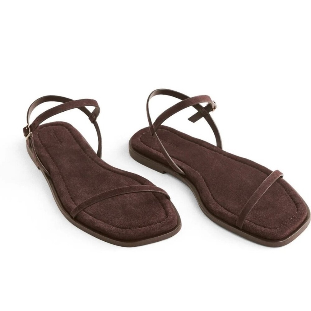 Reformation Lake Espresso Brown Suede Women's Flat Sandals sz 6.5
